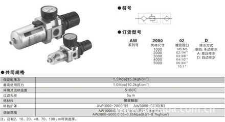 無(wú)錫金器WAW系列過(guò)濾器帶調(diào)壓閥 精密氣動(dòng)系統(tǒng)的核心之選
